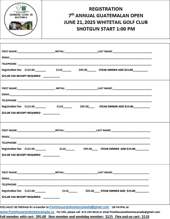 7th annual Guatemalan Open golf tournament registration form