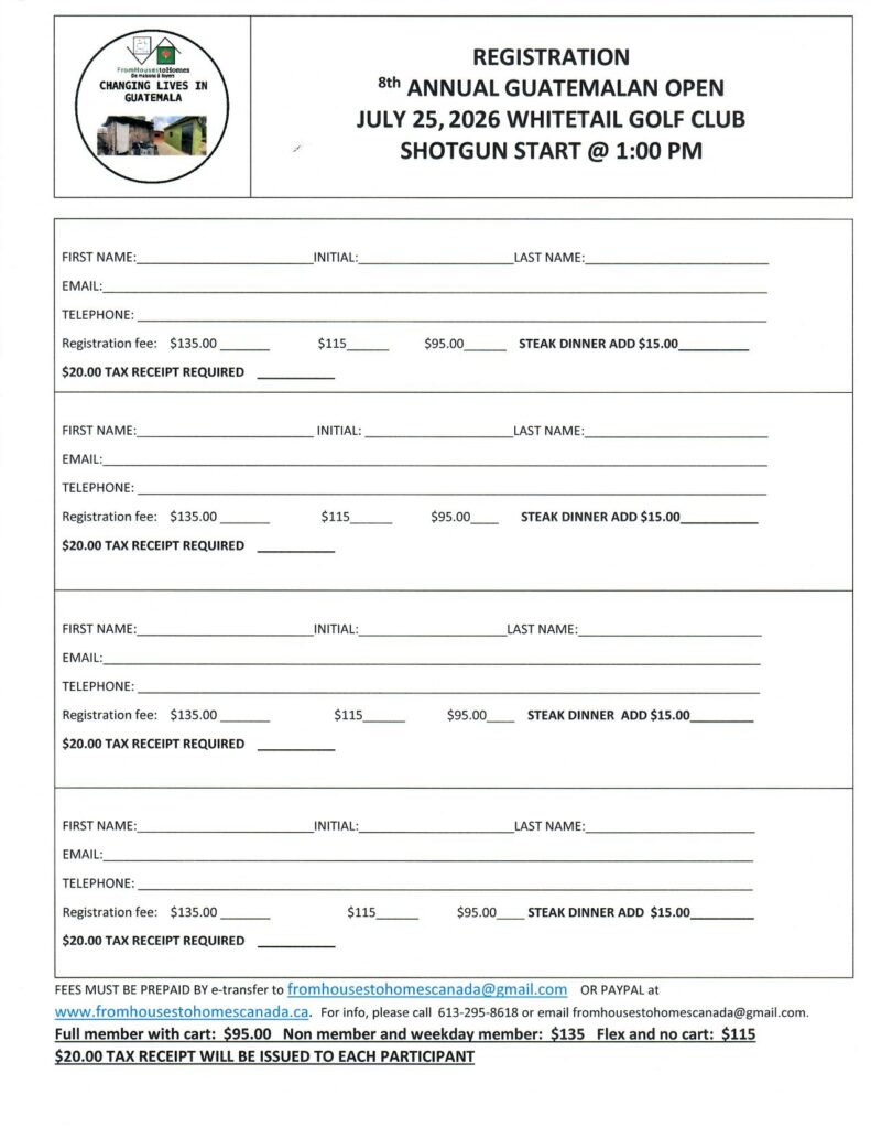 8th annual Guatemalan Open golf tournament registration form