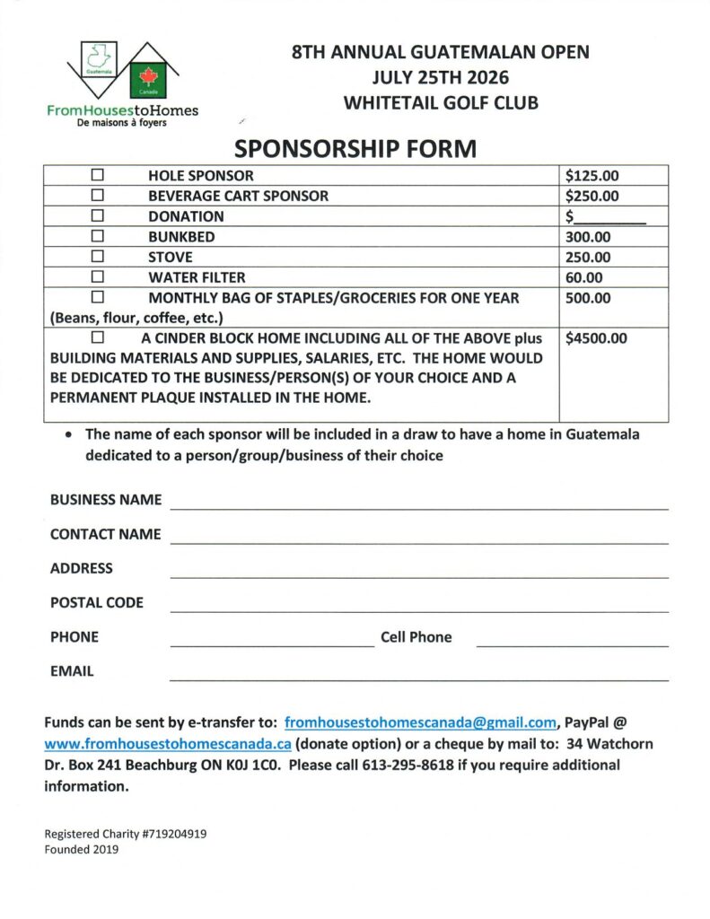 8th annual Guatemalan Open golf tournament sponsorship form